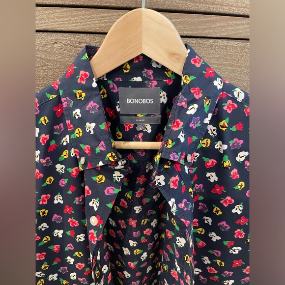 BONOBOS Slim Fit Short Sleeve Button-Up Shirt Size Large - Picture 2 of 3
